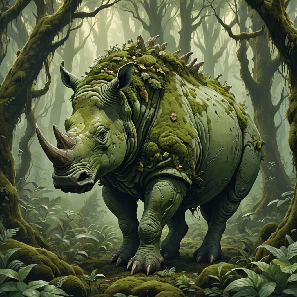 Mythical Forest Creature with Blooming Antlers