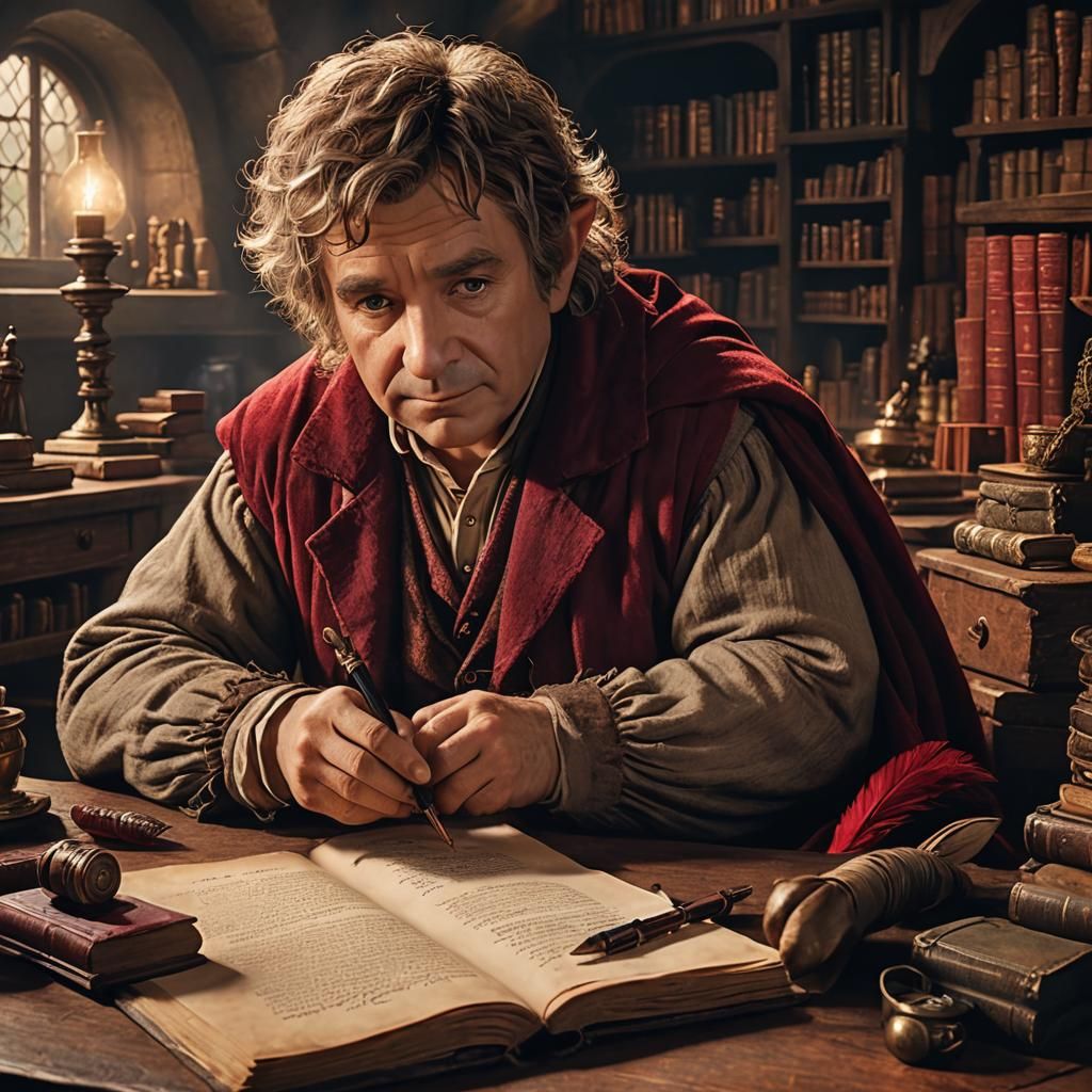 Bilbo Baggins Writing at Bag End: Matte Painting