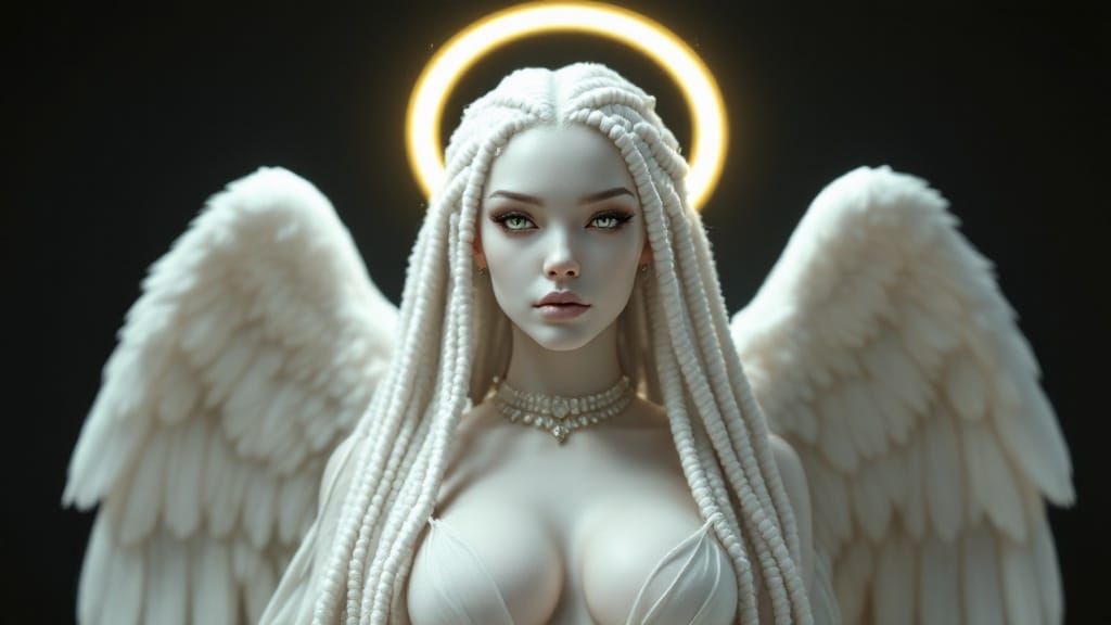Hyperrealistic Angel with African Features and Cornrows