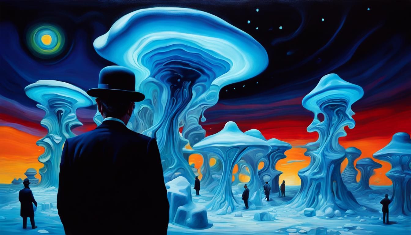 Surreal Alien Meeting with Melting Ice Art