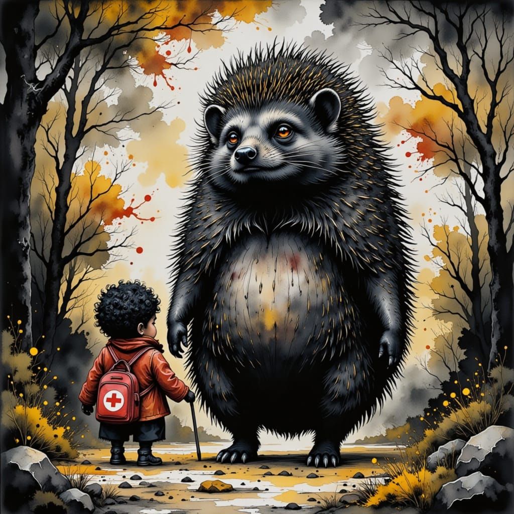 Surreal Hedgehog Man in Dürer Style