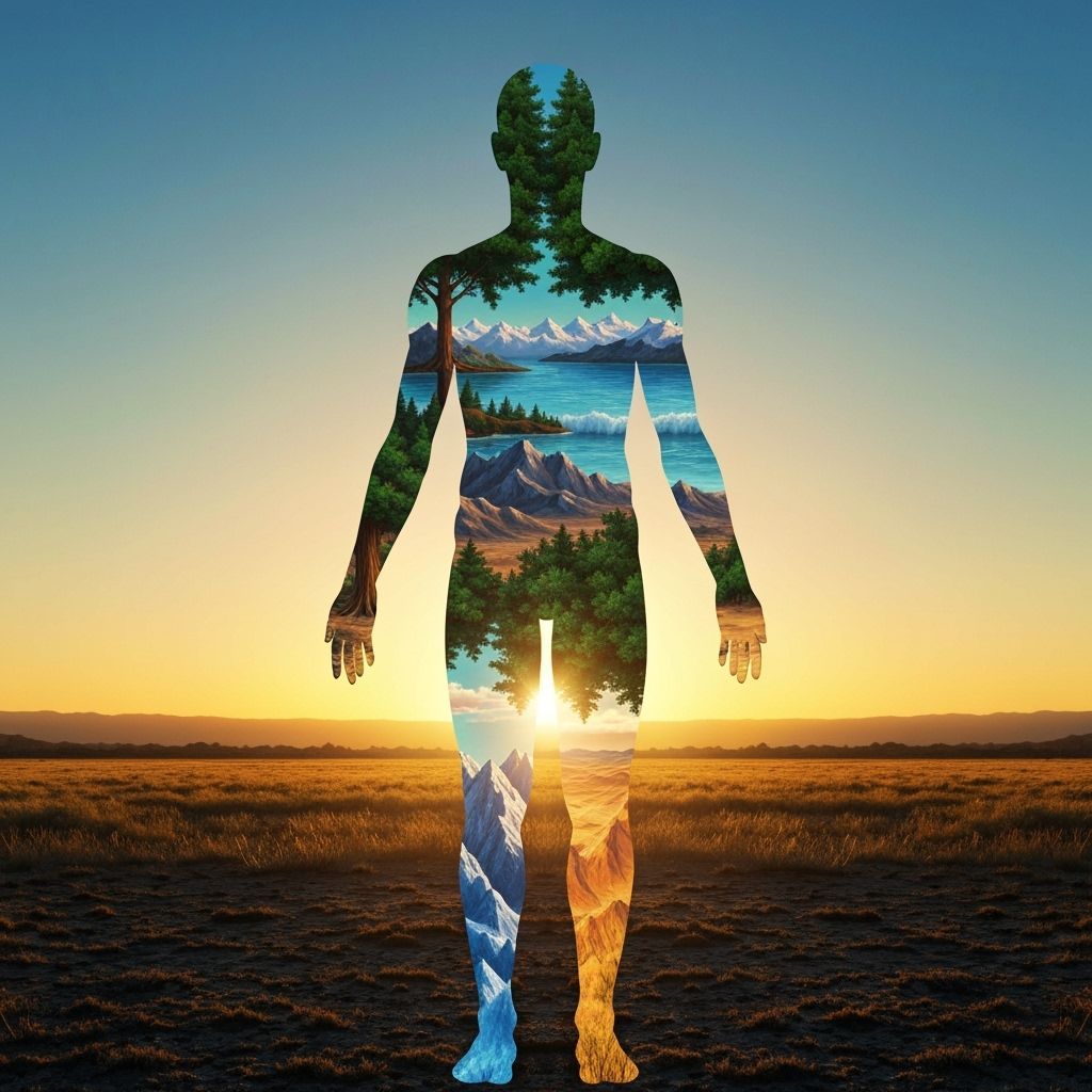 Fractal Human Figure Reflecting Natural Landscapes