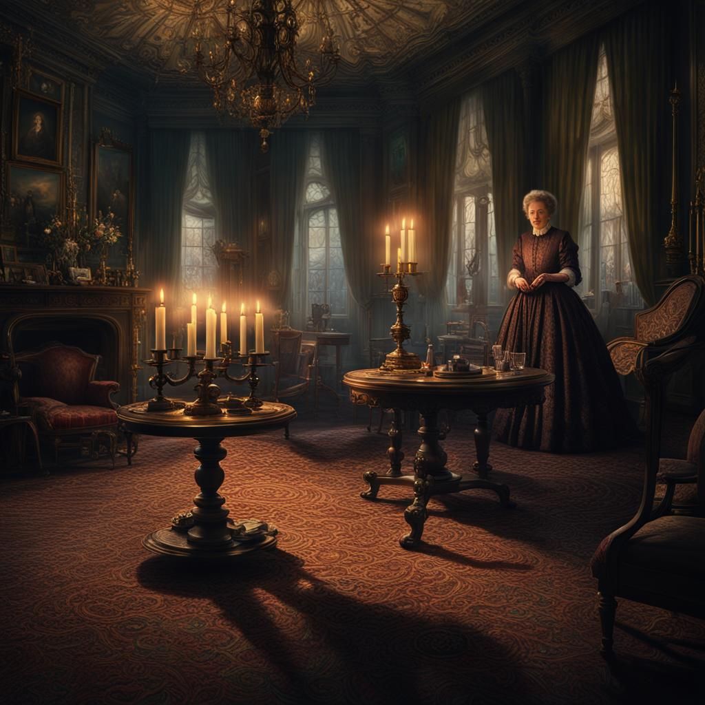 Mrs. White in Parlor with Candlestick