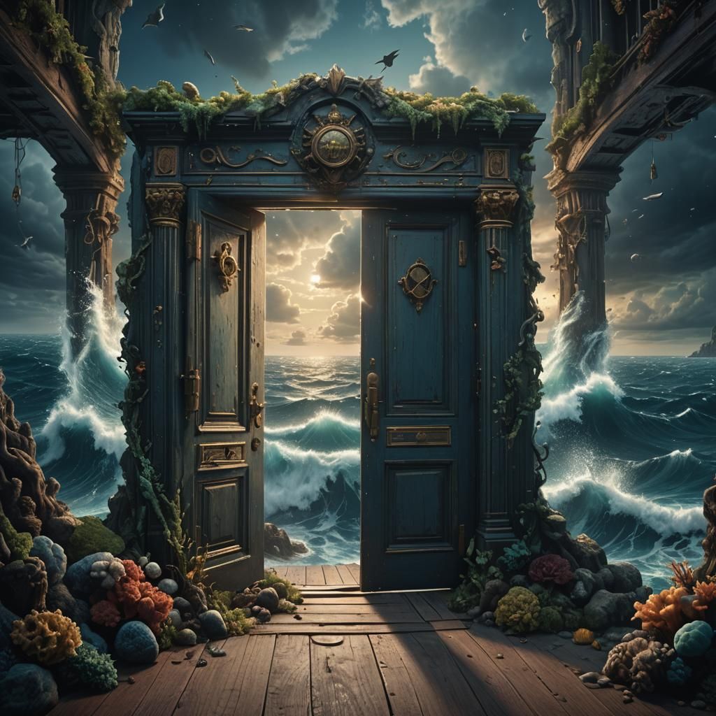 Deep Sea Scene Through Open Doorway