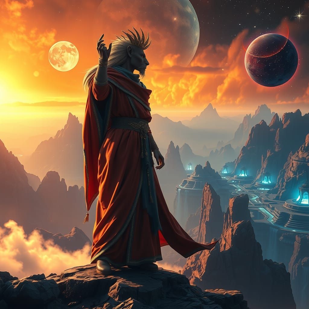 Heroic Leo Zodiac Figure in Dreamlike Realm