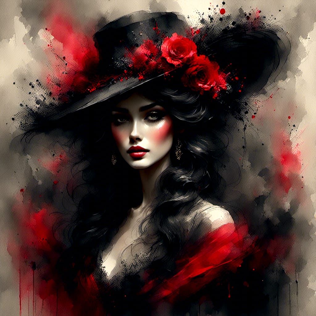 Elegant Woman in Hat, Rembrandt Lighting