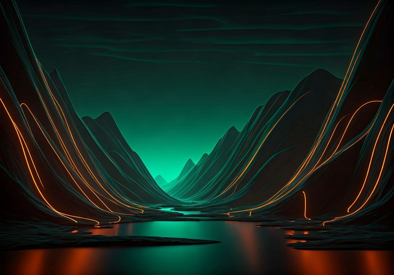 Neon Lights Illuminate Futuristic Cityscape in Digital Art