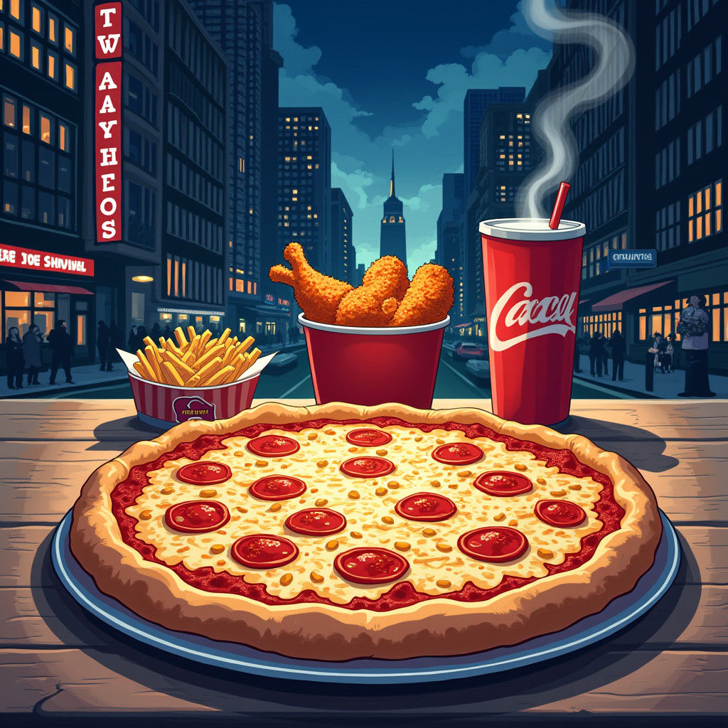 New York City Feast in Manga Style