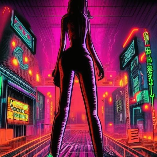 Cyberpunk Horror Girl in Junji Ito Style