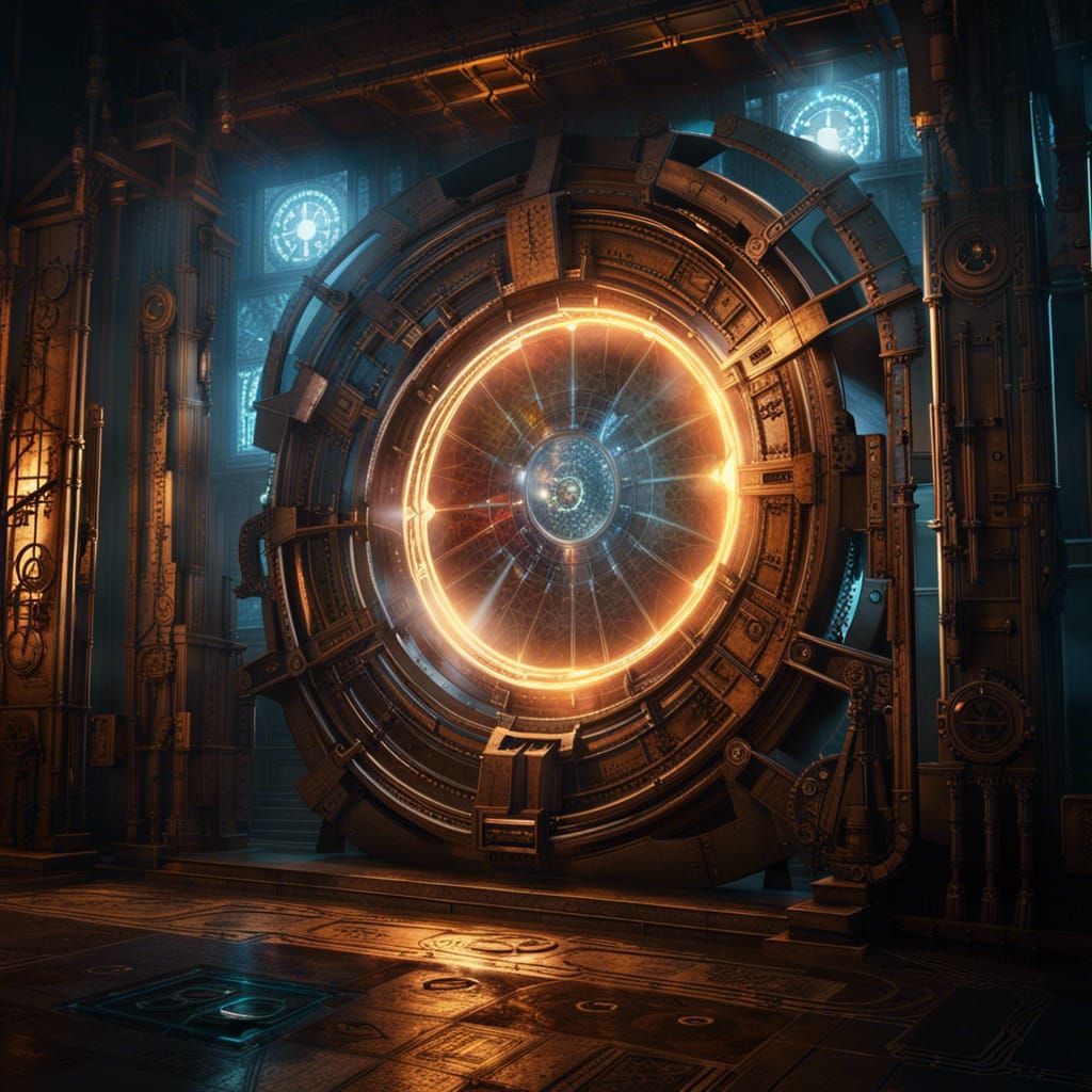 Steampunk Stargate Portal with Electric Energy