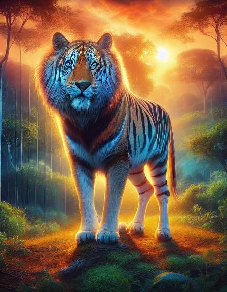 Jungle Animal Sunset: Alcohol Ink Painting