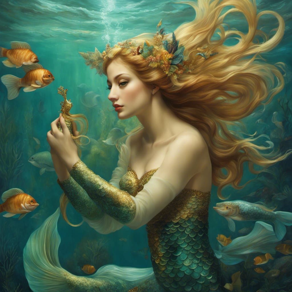 Renaissance Mermaid Under the Sea Painting