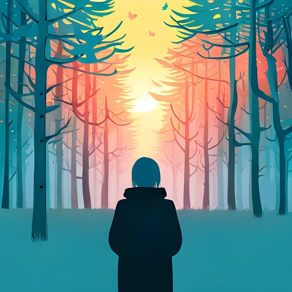 Woman with Butterflies in Minimalist Vector Art