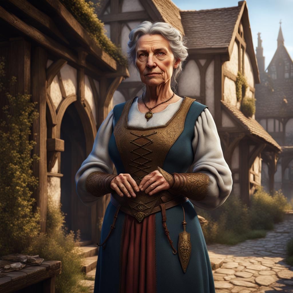 Medieval Innkeeper at Noon: Fantasy Concept Art