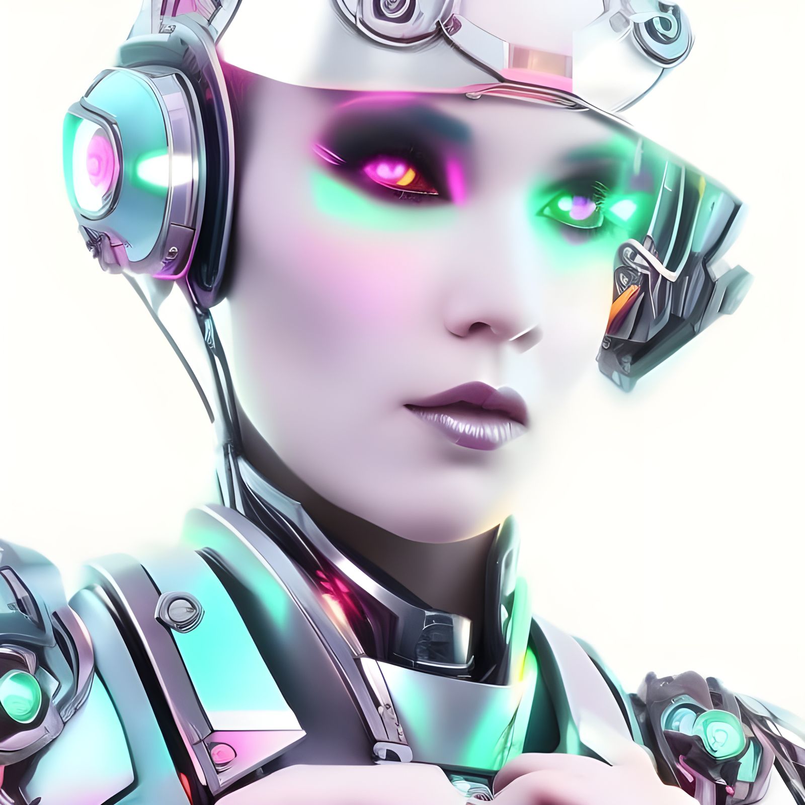 Neon Cyborg in Rococopunk Dark Fantasy Setting