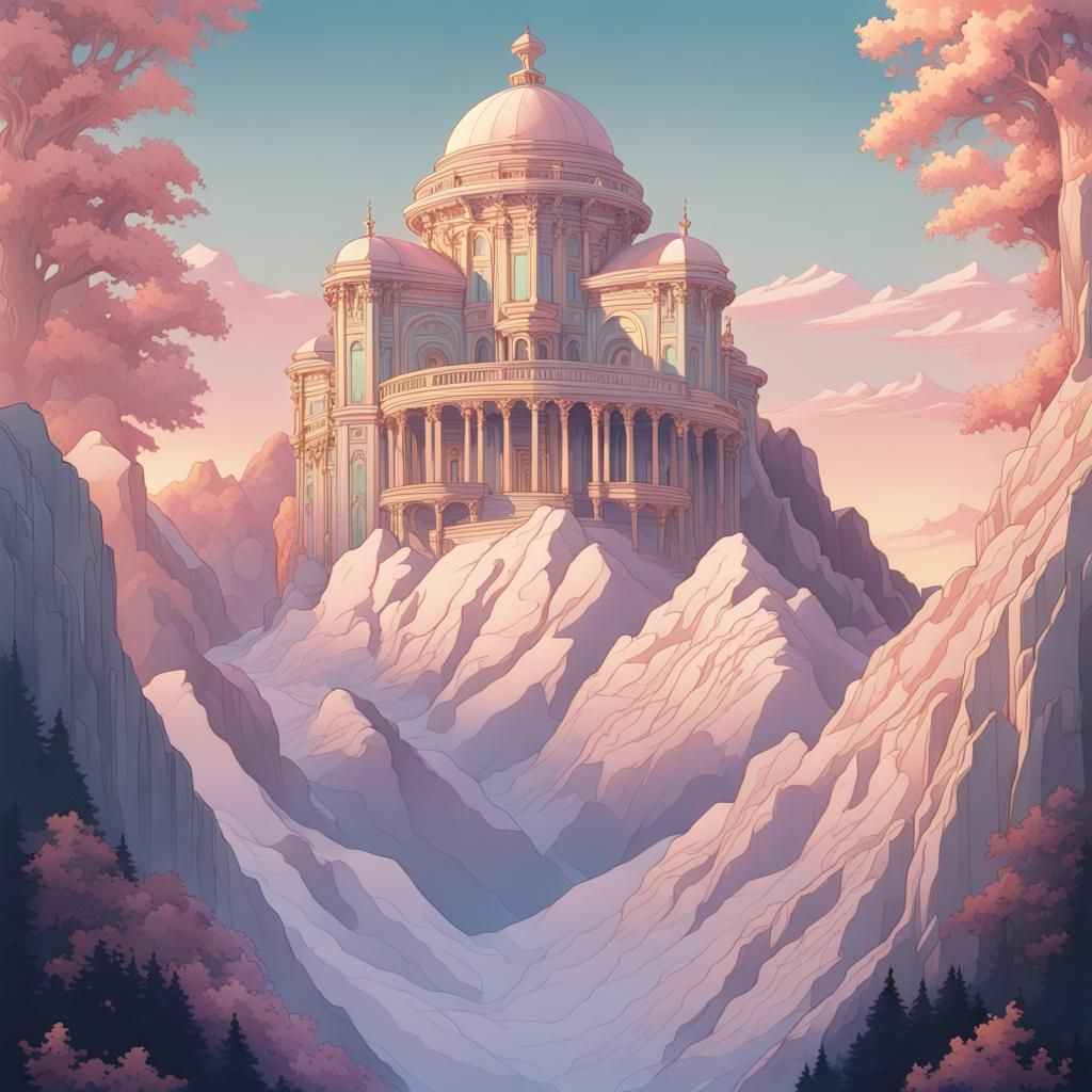 Mount Olympus Dawn: Art Nouveau Rococo Dreamscape