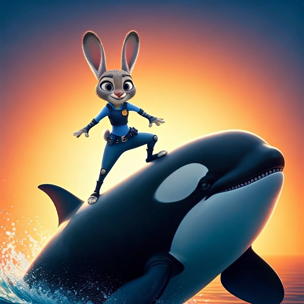 Zootopian Police Officer Rides Majestic Orca