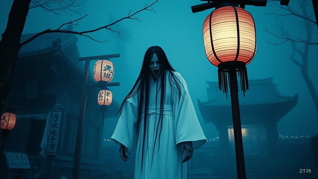 Surreal Yokai in Eerie Blue Woodblock Prints