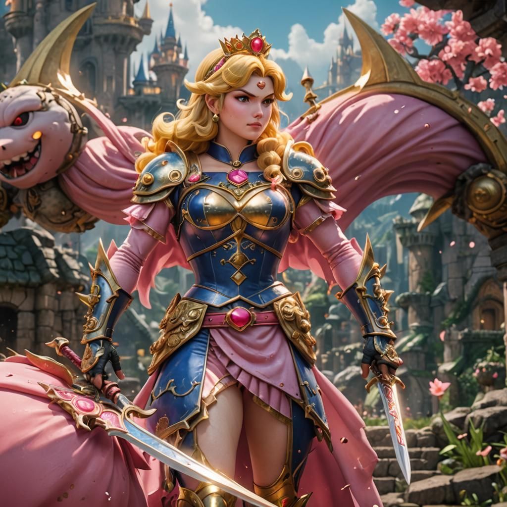 Princess Peach Warrior: Detailed Matte Painting
