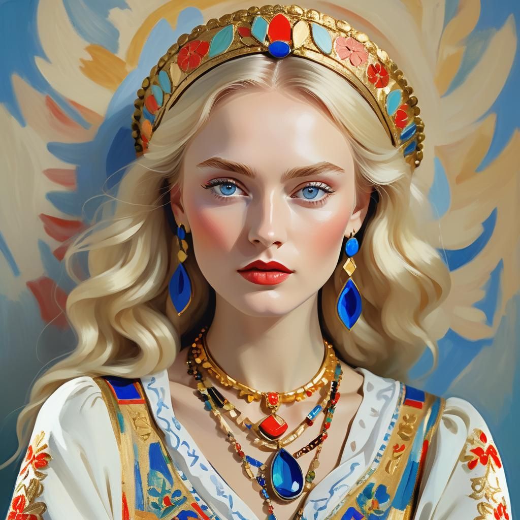 Fauvist Portrait of Russian Beauty in Editorial Style