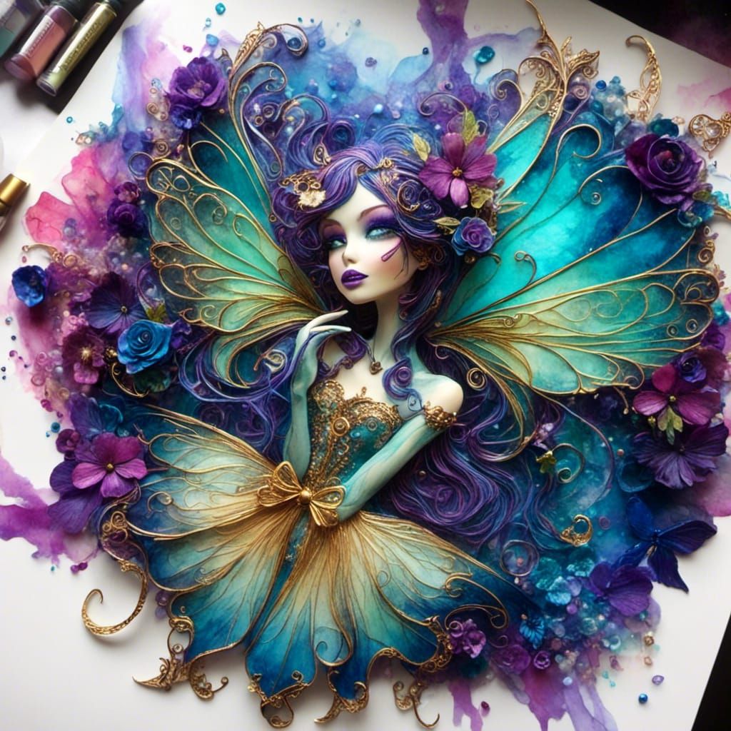 Alcohol Ink Fairy Illustration