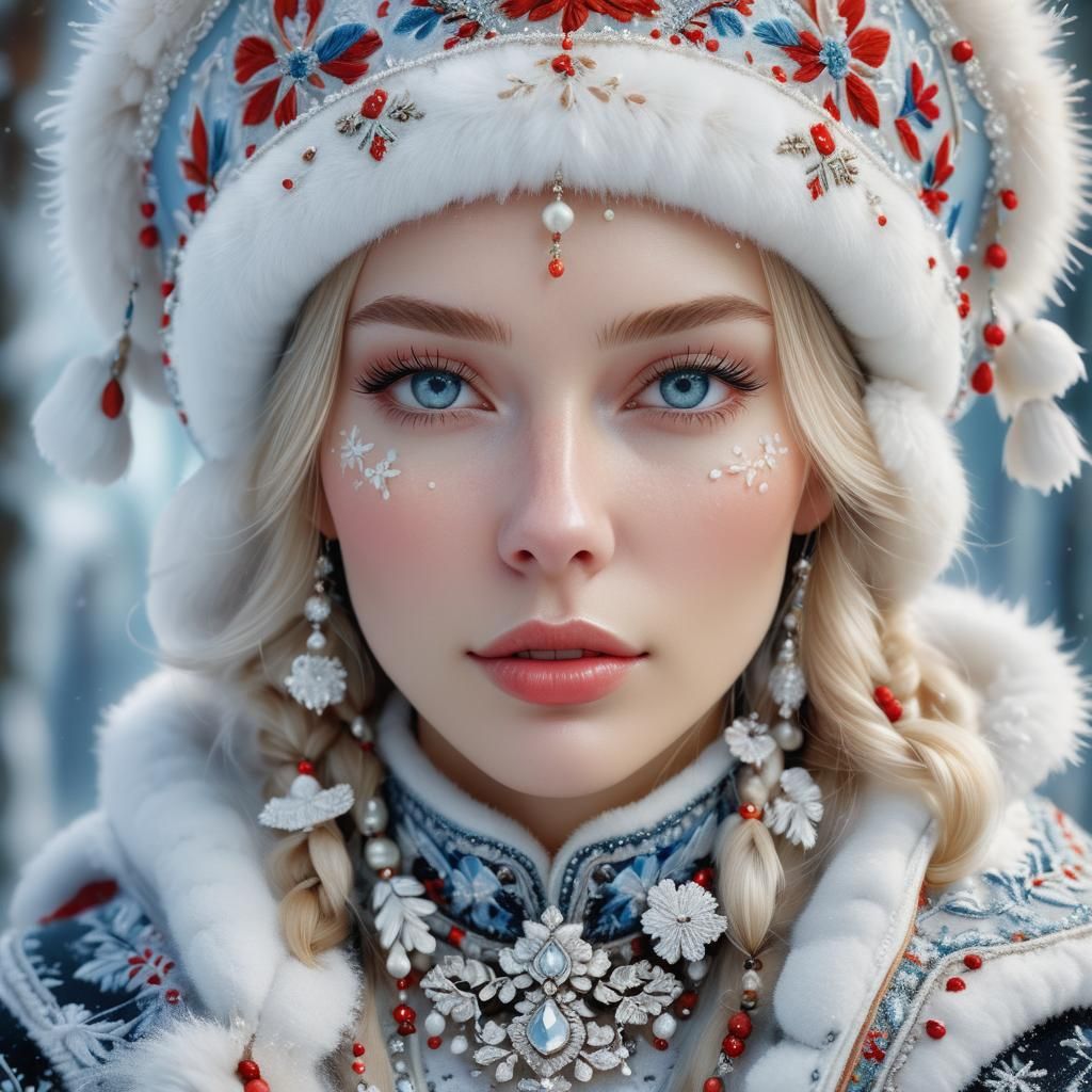Hyperrealistic Portrait of a Scandinavian Girl in a Beautifu...