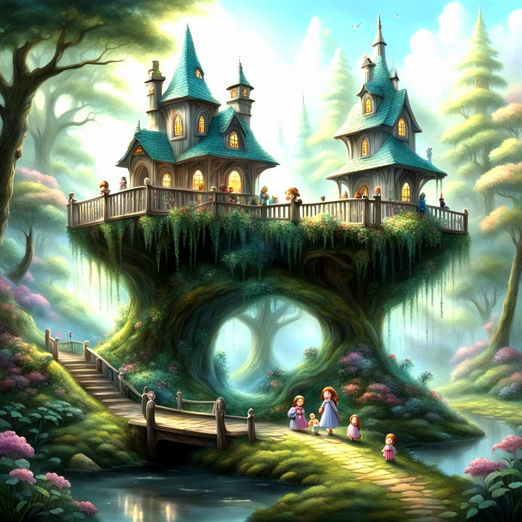 Mecki Dolls in Whimsical Forest Landscape