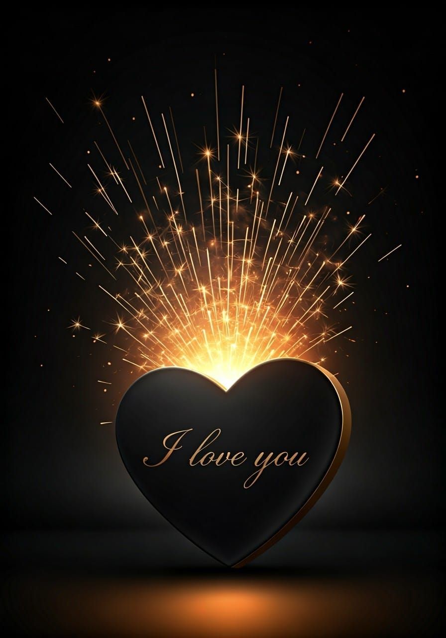 Elegant Black and Gold Heart-Shaped Box in Luxurious Explosi...