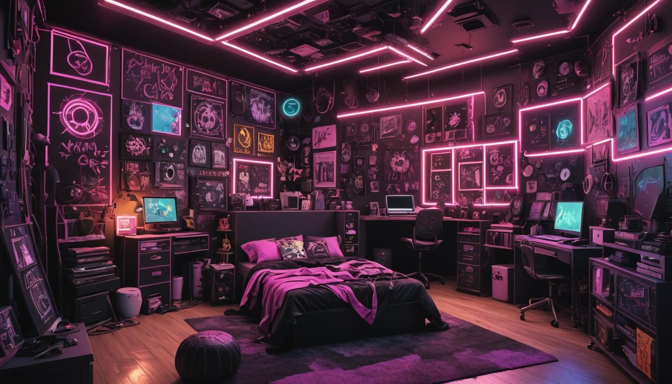 Emo Star Punk Teen Room in Detailed Matte Painting