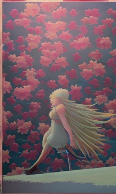 Patriotic Linoleum Landscape Portrait in Kawaii Pastel Style