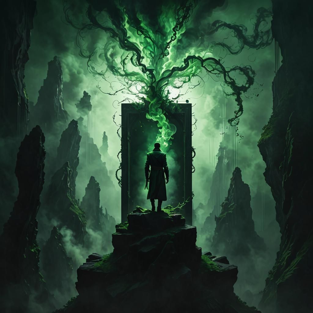 Swirling Smoke in Vivid Green Tones