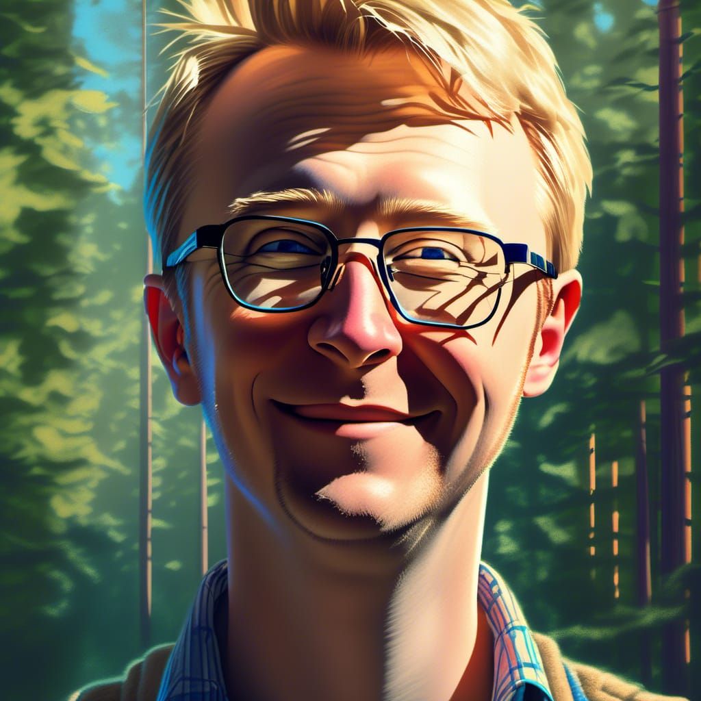Handsome Man Portrait in Digital Illustration Style