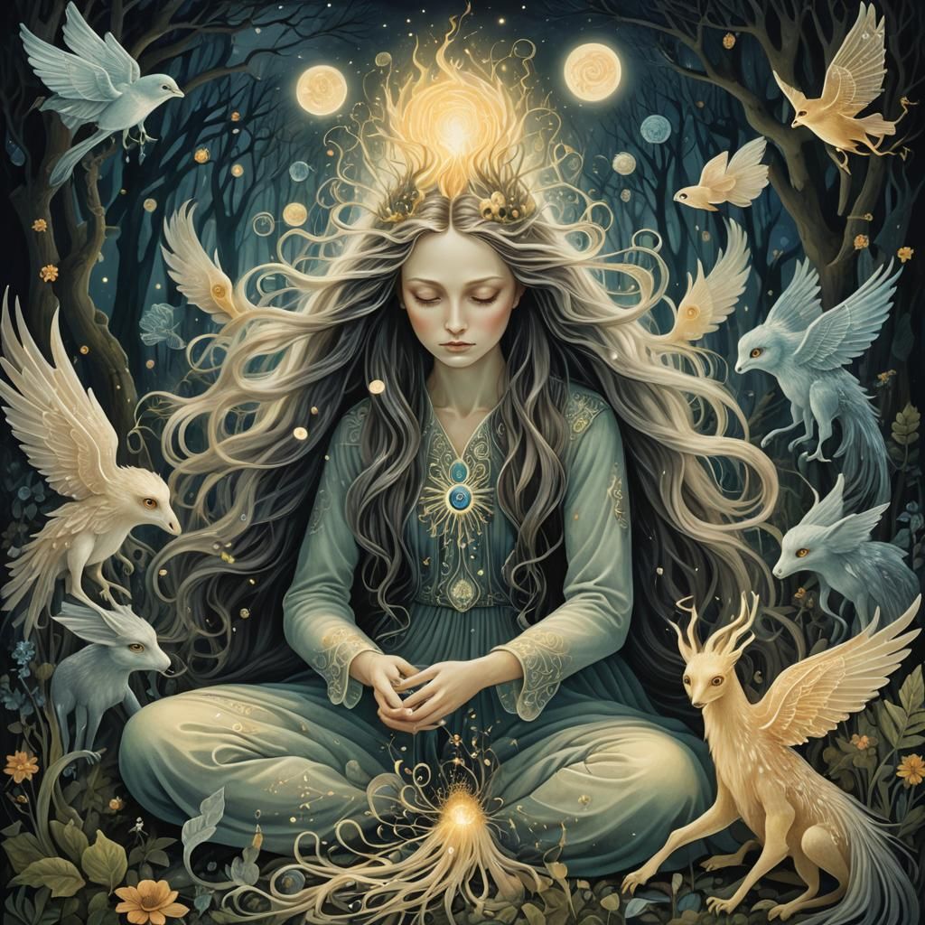 Bio Art Collage: Spectral Phantoms and Sunset Spell