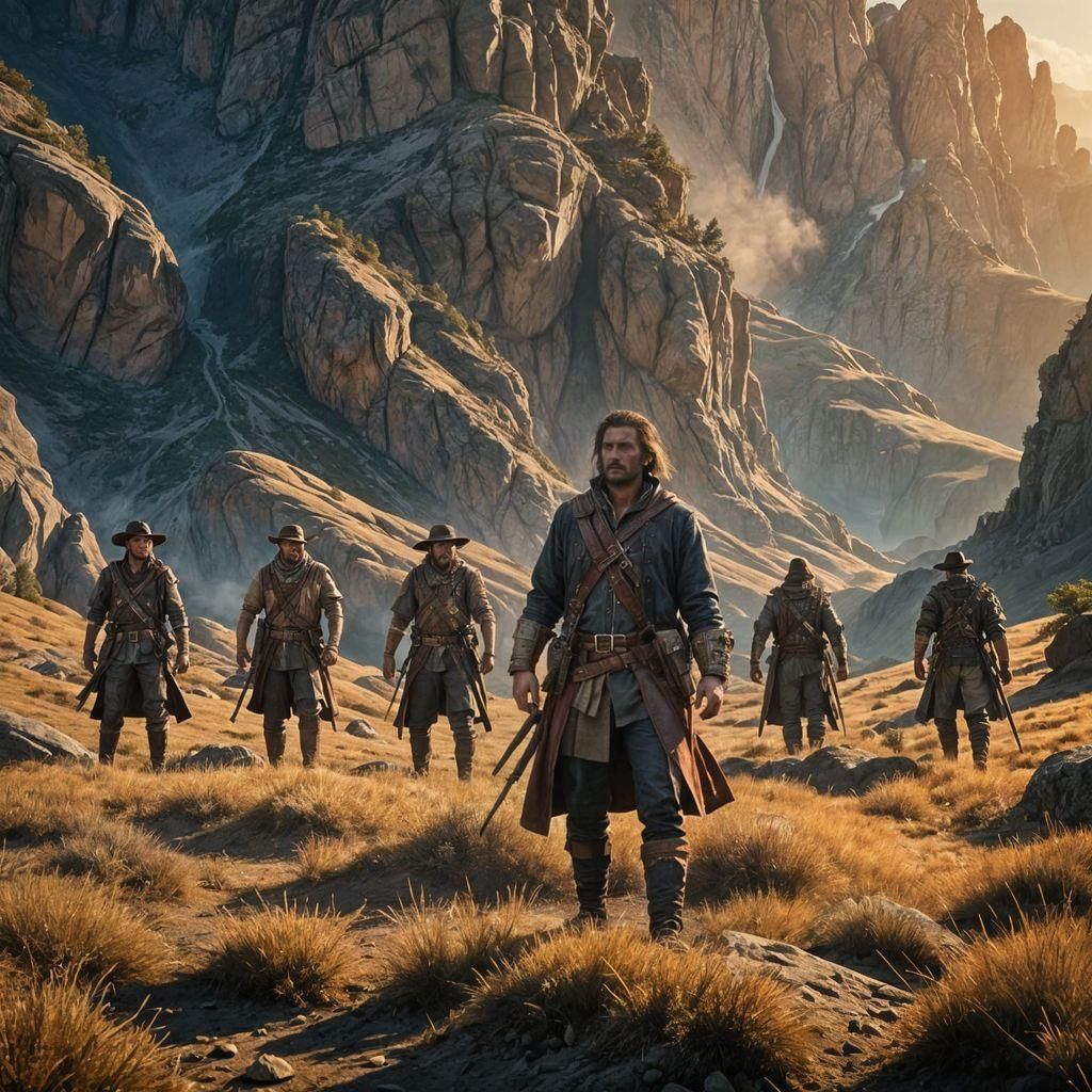 Epic Fantasy Portrait of Bandits in Cinematic Film Still Sty...