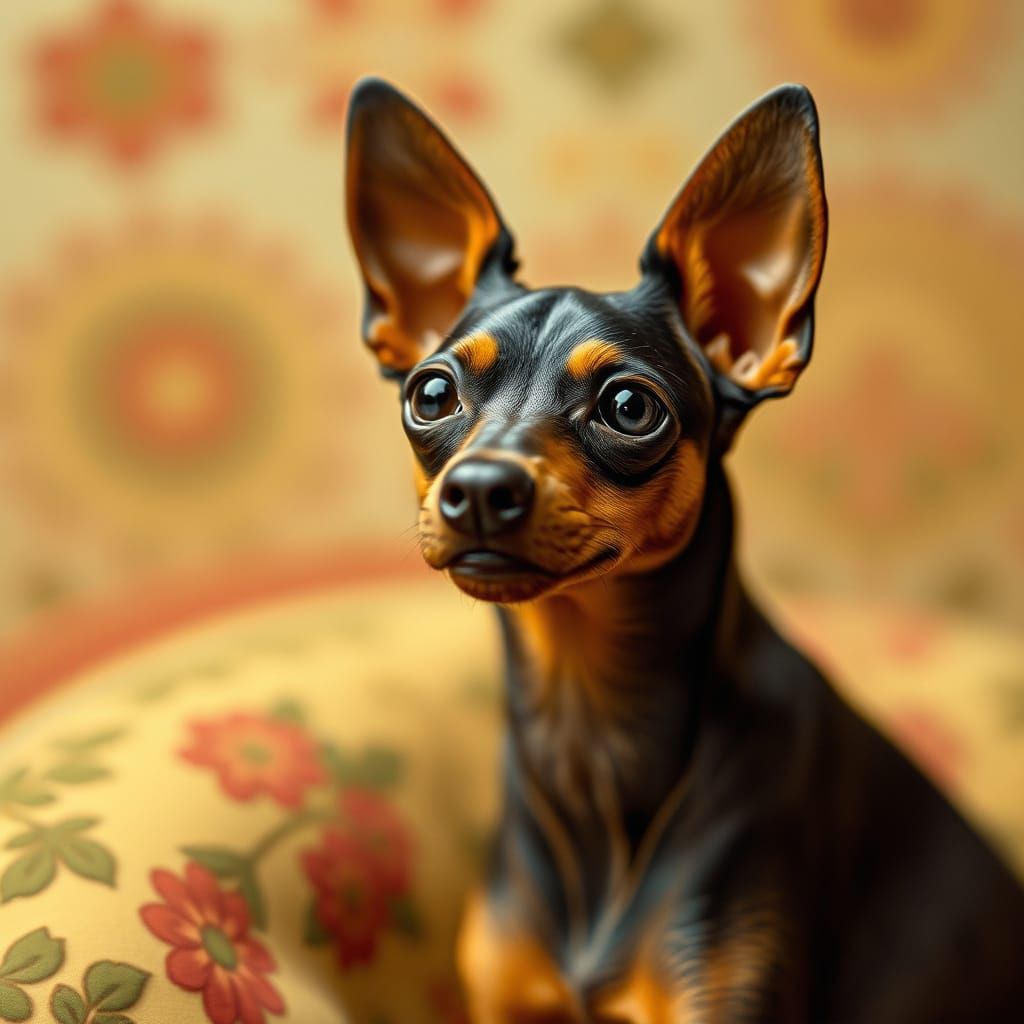 Miniature Pinscher in Alphonse Mucha Style