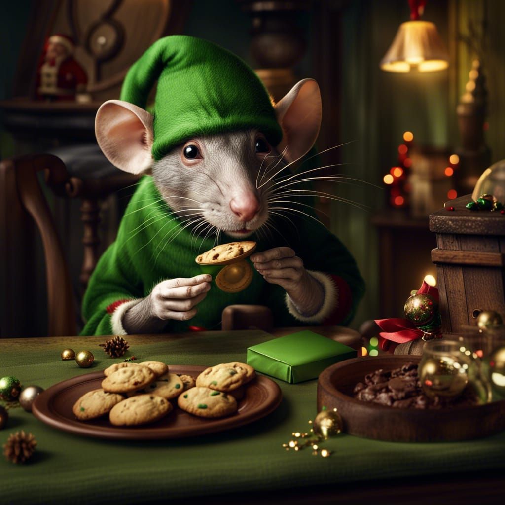 Christmas Elf Rat's Cozy Cookie Feast