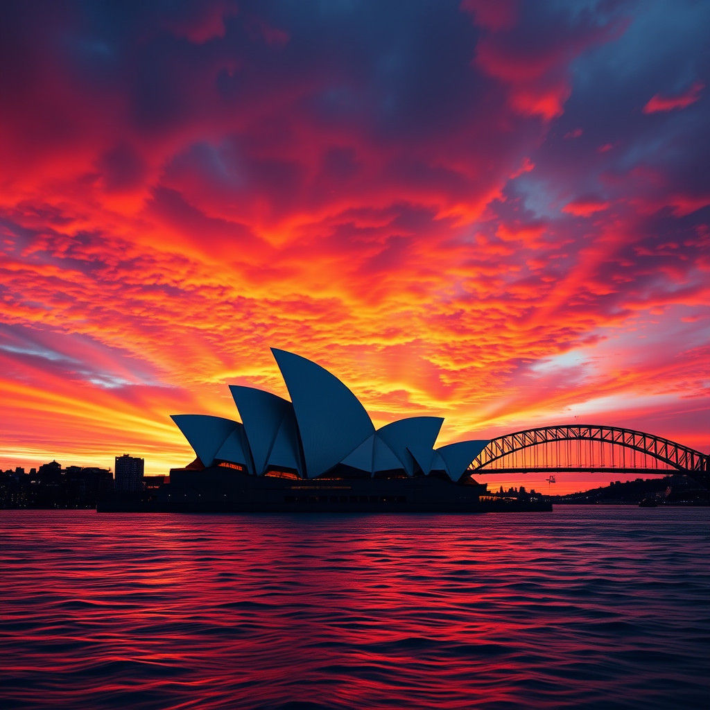 Sydney Opera House Sunset in Photorealistic Style