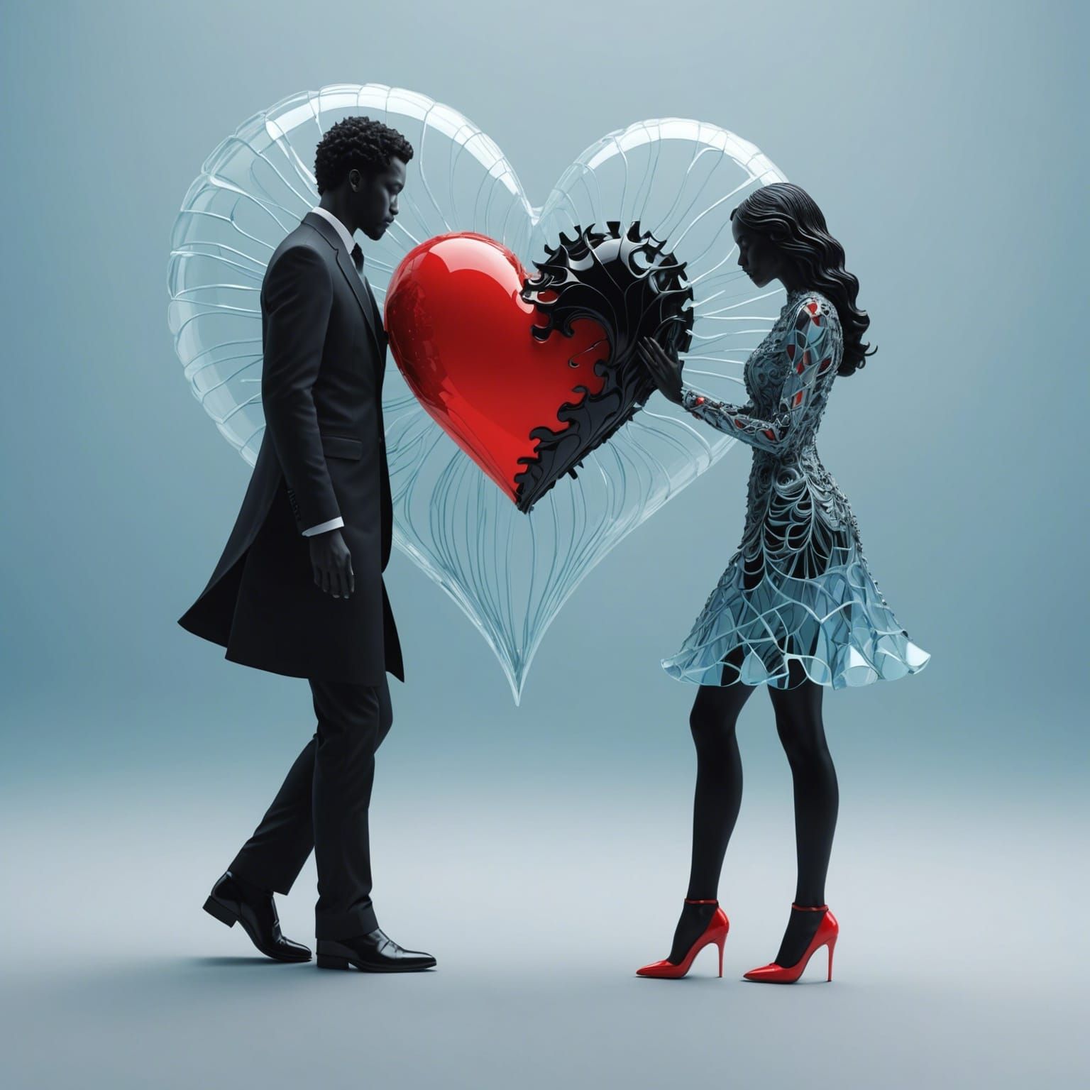 Shattered Heart: A Vector Fractal Illustration