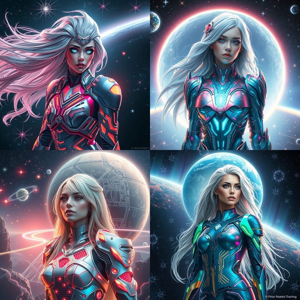 Futuristic Empress in Cosmic Glory