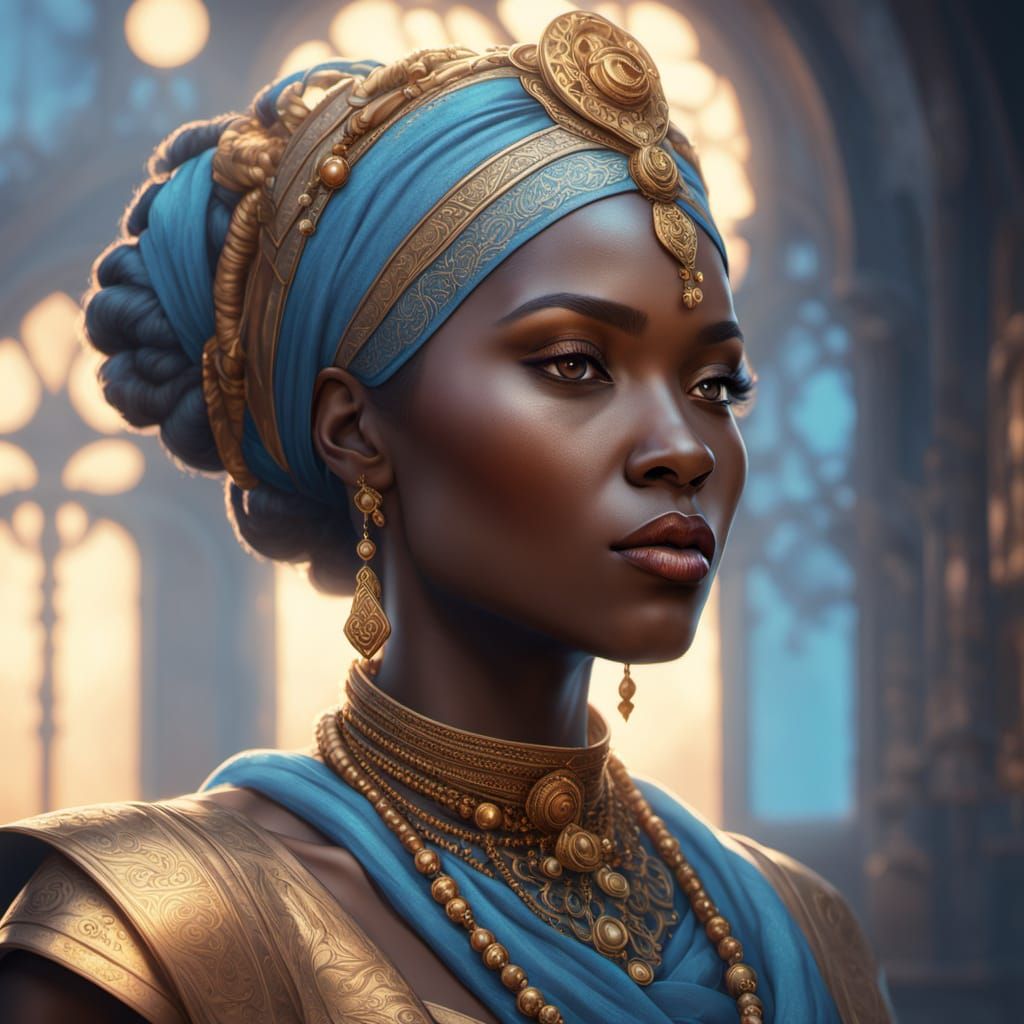 Hyper-Realistic African Bride in Golden Hour Light