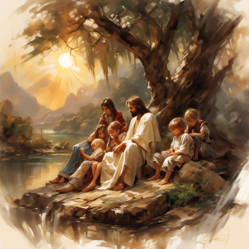 Jesus and Toddlers in Swanland Style