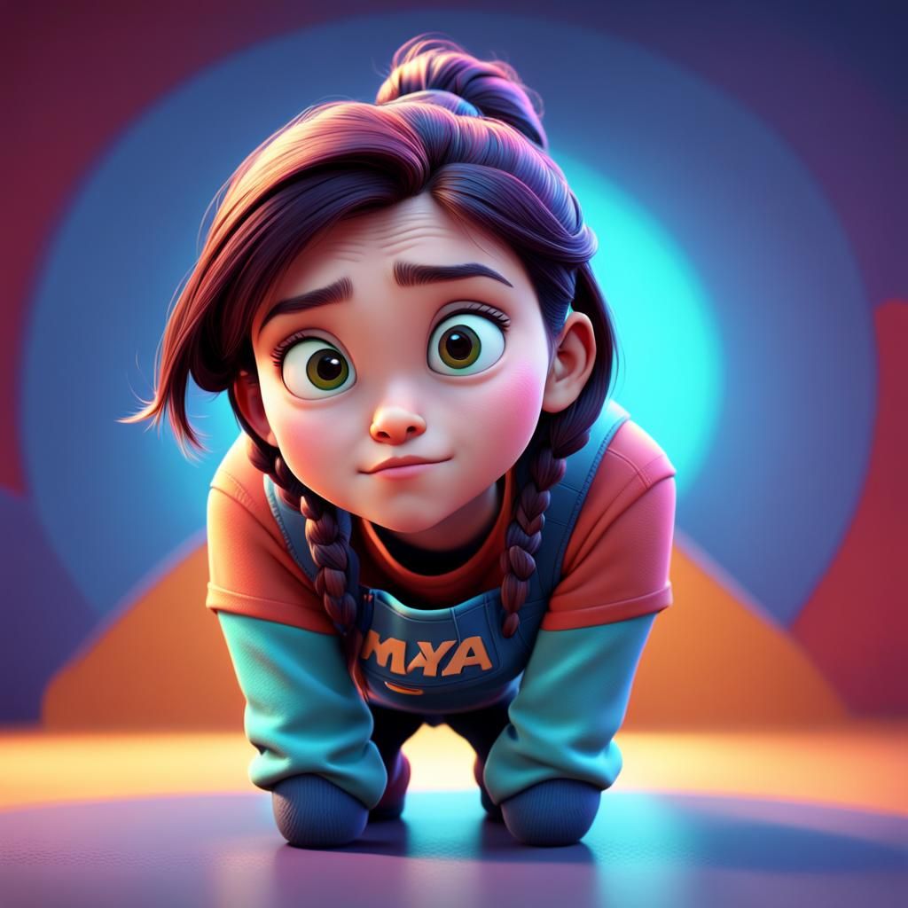 Young Girl Stares into Lens: Pixar-Style 3D Art