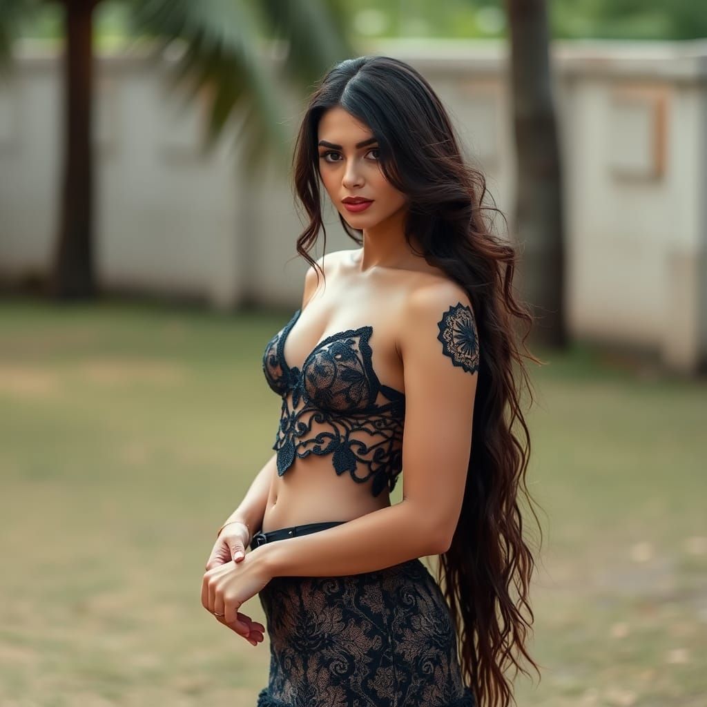 Beautiful Woman in Mini Skirt Outdoors