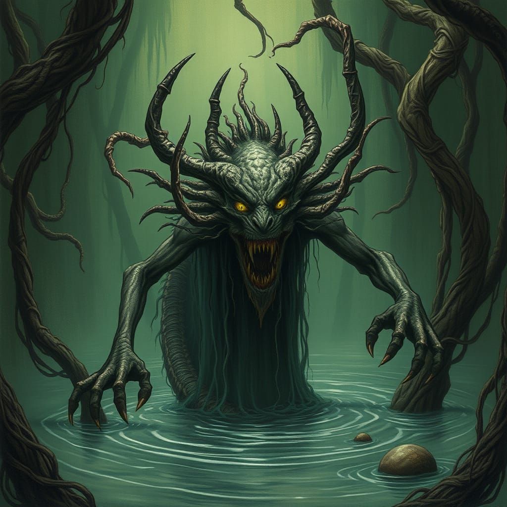 Grindylow in Murky Waters, Gaelic Folklore Style