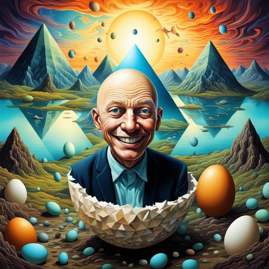 Surreal Idiot Hatches in Chromatic Fractalia Landscape