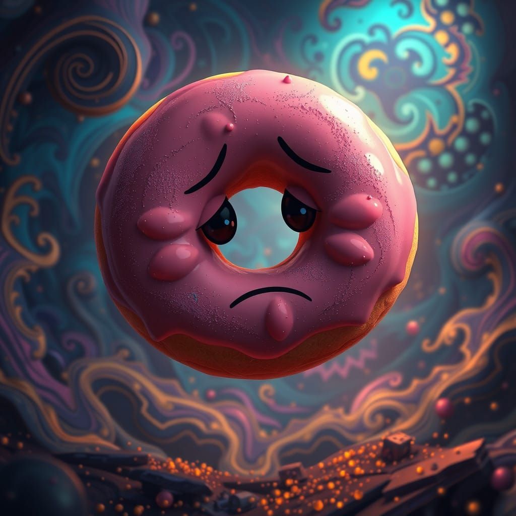 Surreal Fantasy Donut in Dreamlike Realms