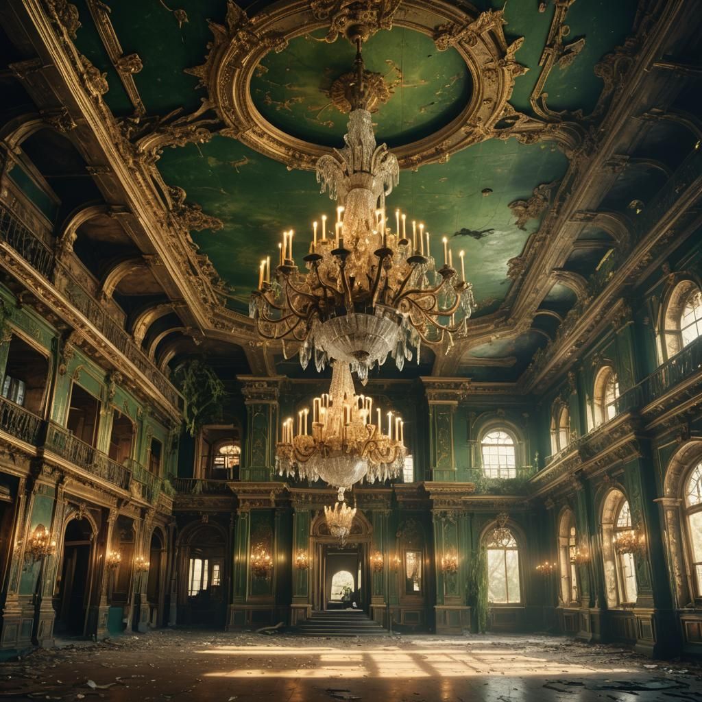 Majestic Chandelier in Abandoned Fantasy Ballroom