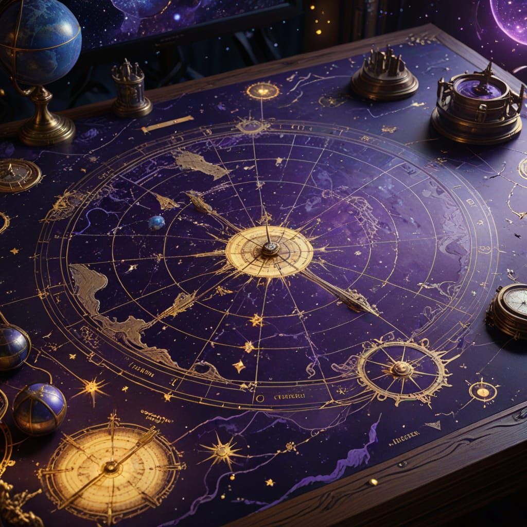 Vintage Celestial Map Unfurls in Dark Fantasy Style