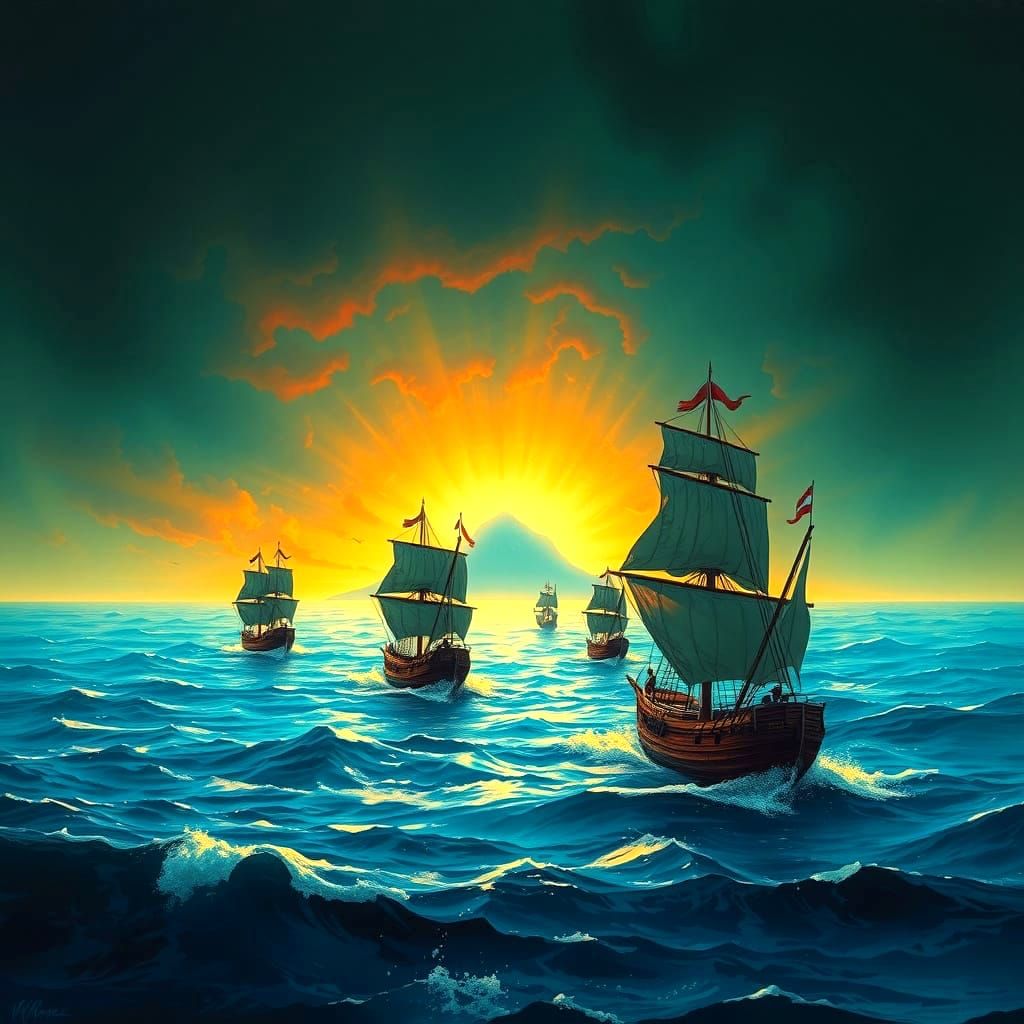 Mystical Pirate Shipwreck on Dark Caribbean Waters