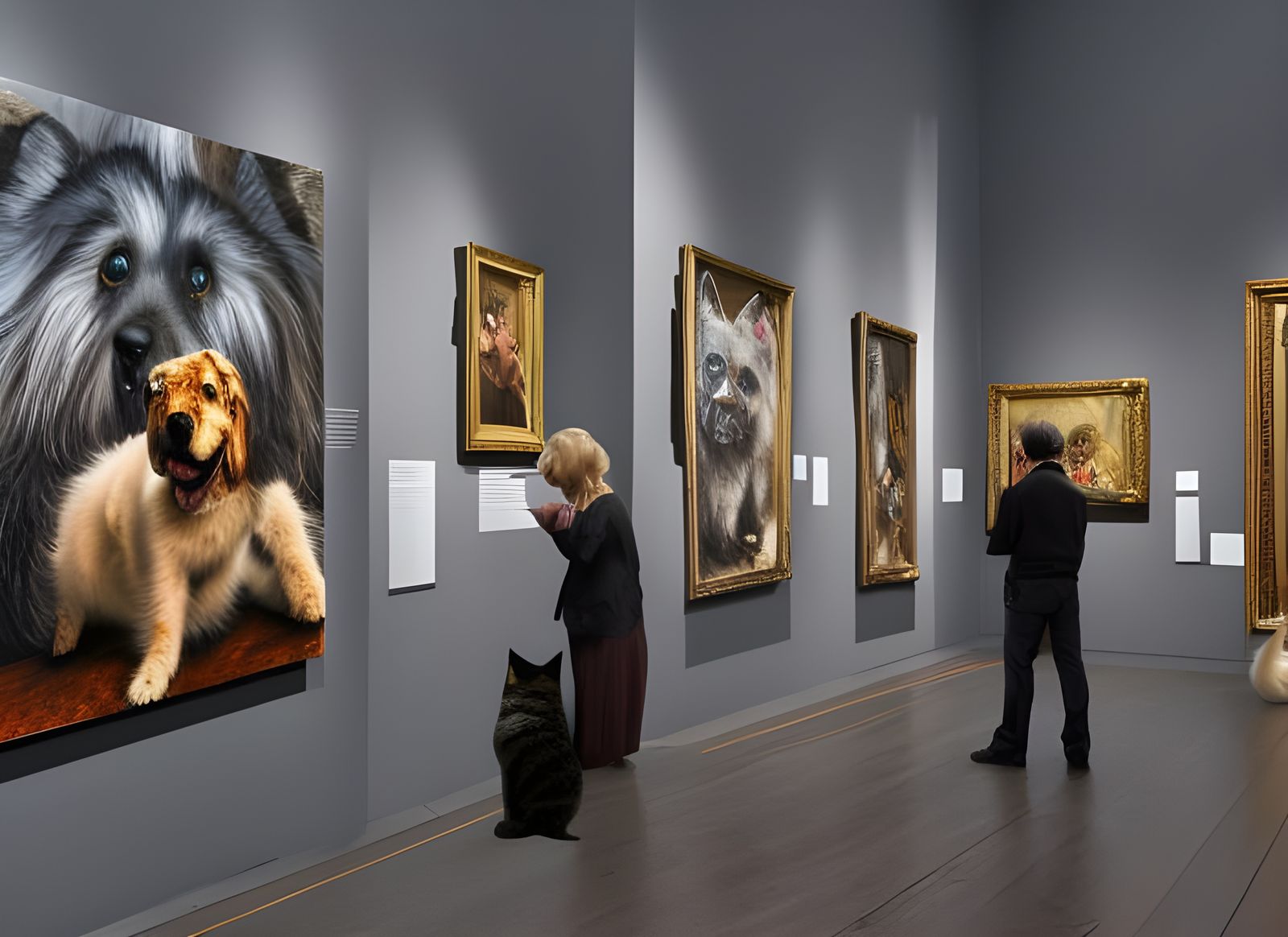 Affectionate Dog and Cat, Photorealistic Digital Painting